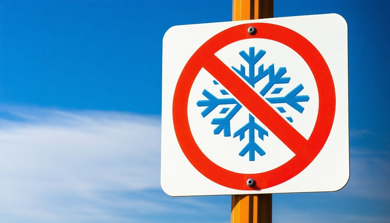 A no snowflakes sign against a blue sky
