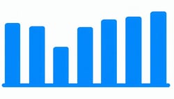 blue cartoon bar chart with white background