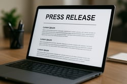 press release on computer